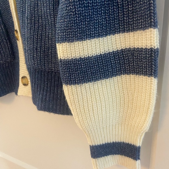Stripe Cardigan Sweater Long Sleeve Navy/Cream Medium RARE - Picture 5 of 8